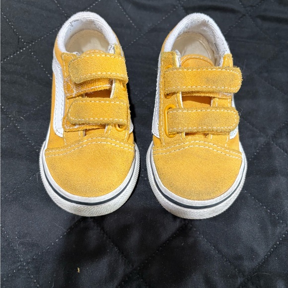 Vans Other - Vans Kids Yellow Velcro Canvas & Suede Sneakers